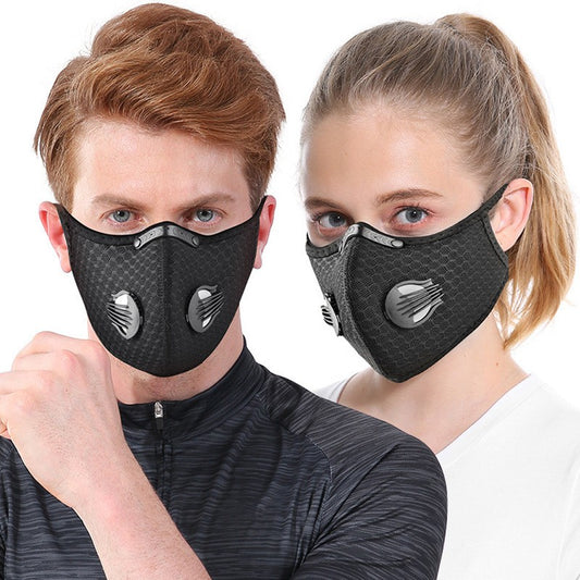 Sport Cycling Face Mask With Active Carbon Filter Breathing Valves Washable