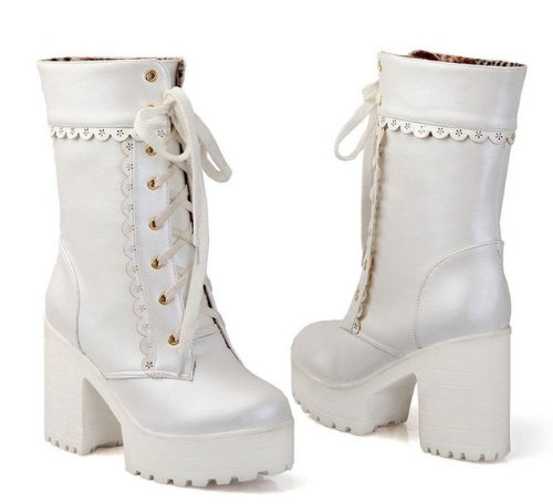 Spitzen Schwarzen Studenten Weiche Schwester Lolita  High Heels Stiefel  Cosplay Lolita Lady Schuhe