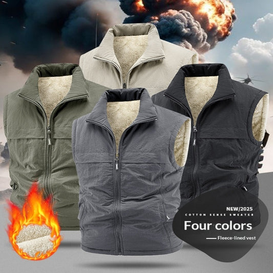 Winter Fleece-Lined, Thickened, Warm Mens Reversible Fleece Vest
